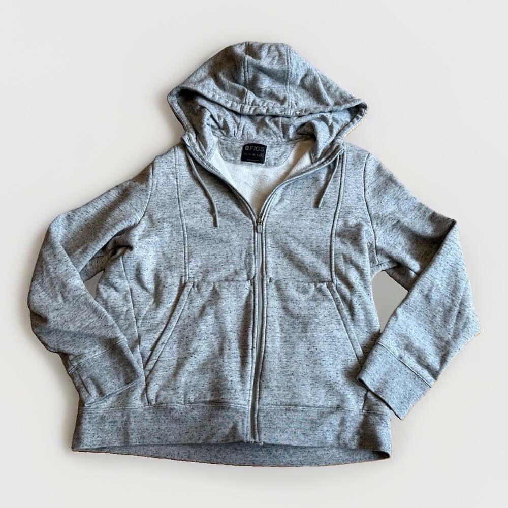 FIGS Full Zip On Shift Fleece Hoodie Sweatshirt Women's XL Gray Heathered